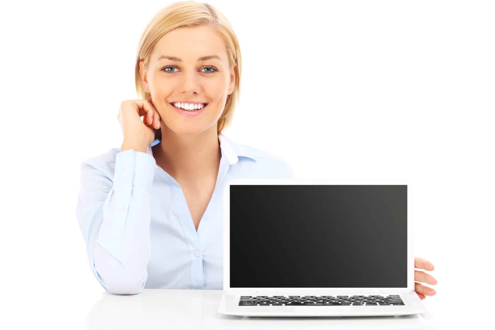 Photo of a female online worker smiling