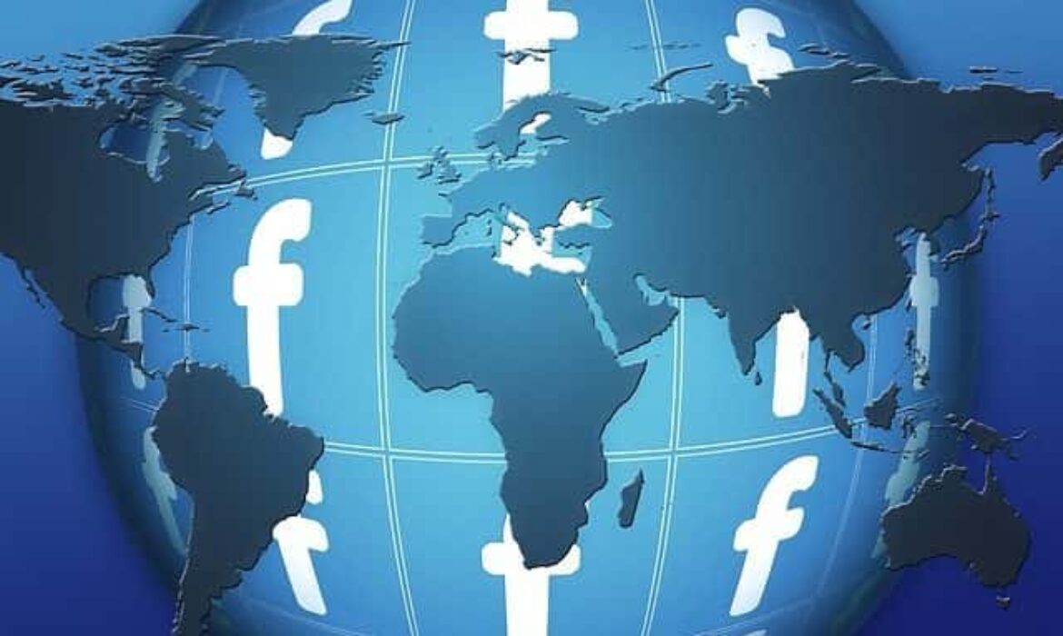 Picture of a globe with Facebook logo